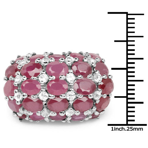 8.54 Carat Ruby and White Topaz Sterling Silver Engagement Ring