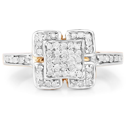 Bague de fiançailles en diamant plaquée or jaune 14K