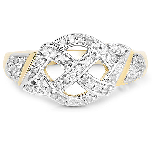 14K Yellow Gold Plated 0.21 Carat Diamond Crossover Ring