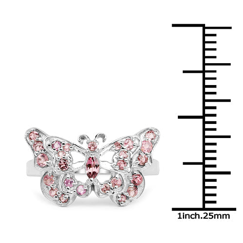 0.83 Carat Genuine Pink Tourmaline Sterling Silver Ring