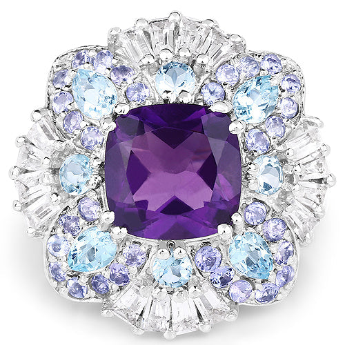 Bague de fiançailles multi-stones de 8,38 carats en argent sterling .925