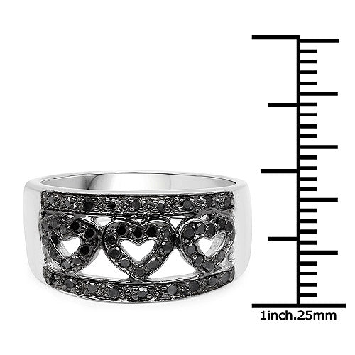 0.32 Carat Genuine Black Diamond Sterling Silver Engagement Ring