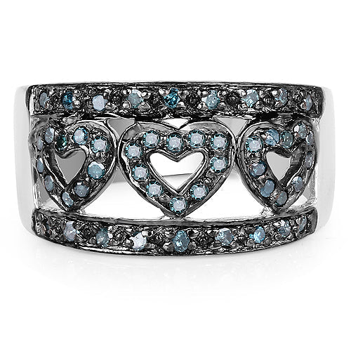 Bague de fiançailles en argent sterling avec diamant bleu véritable de 0,32 carat