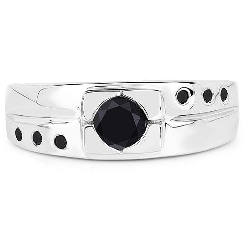 0.56 Carat Genuine Black Diamond Sterling Silver Ring