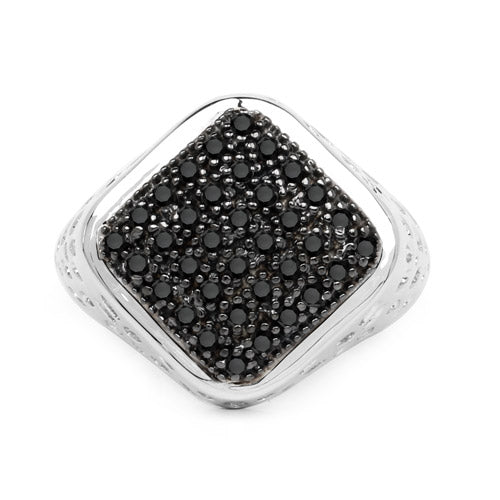 Anillo de Compromiso de Diamante Negro Genuino de 0.54 Quilates en Plata de Ley