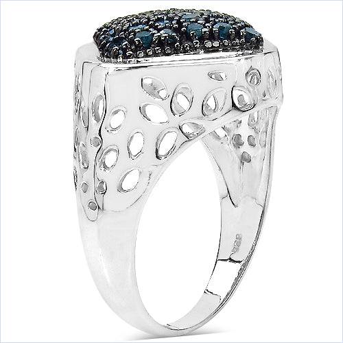 Bague de fiançailles en argent sterling avec diamant bleu véritable de 0,54 carat