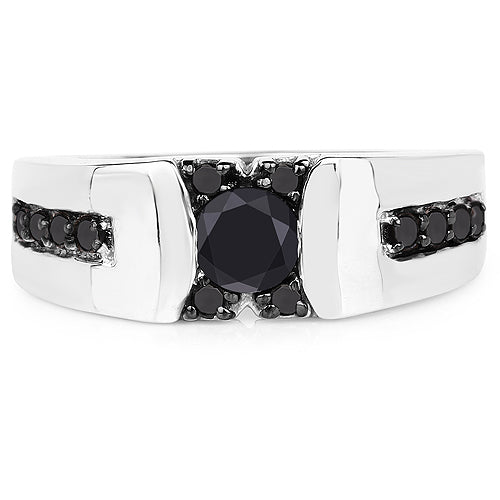 Bague de fiançailles en argent sterling avec diamant noir véritable de 0,83 carat