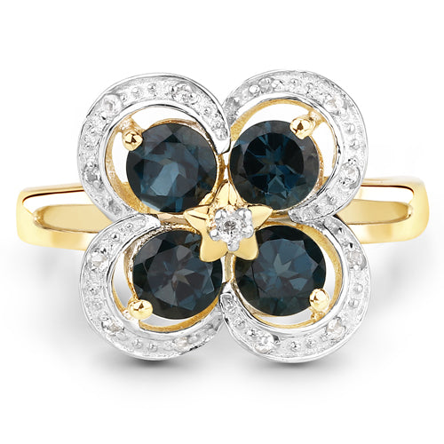 1.76 Carat London Blue Topaz & White Topaz Sterling Silver Ring