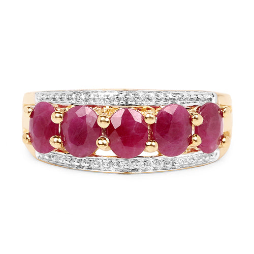 14K Yellow Gold Plated Ruby & Sterling Silver Engagement Ring