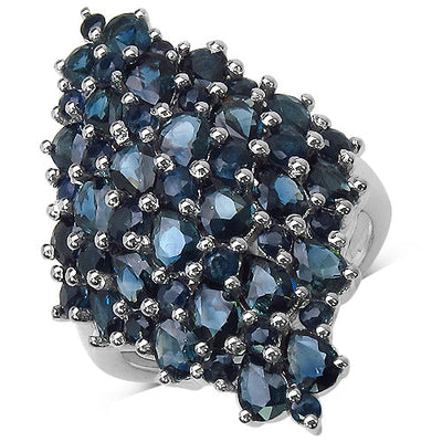 4.70 Carat Genuine Blue Sapphire Sterling Silver Ring