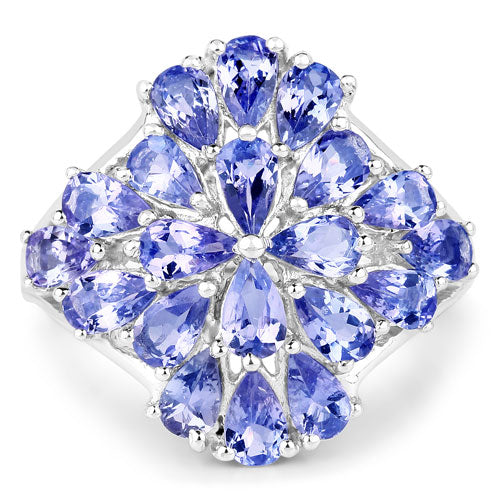 4.20 Carat Genuine Tanzanite Sterling Silver Engagement Ring
