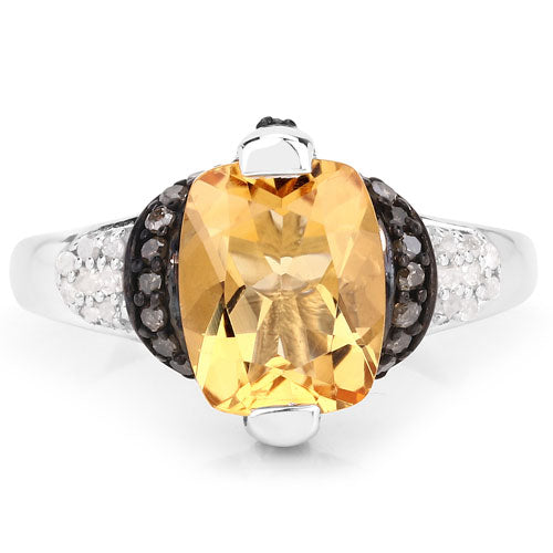 Anillo de Compromiso de Citrino y Diamante de 2.83 Quilates en Plata Esterlina .925