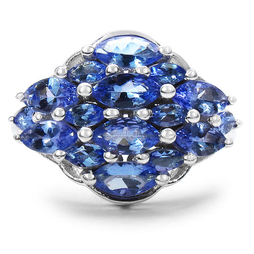 2.48 Carat Genuine Tanzanite Sterling Silver Engagement Ring