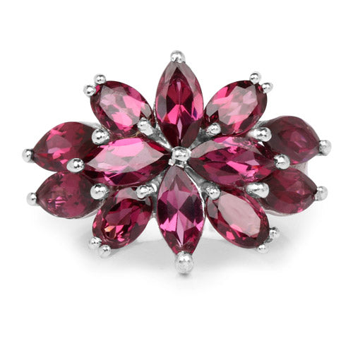 7.80 Carat Genuine Rhodolite Sterling Silver Engagement Ring
