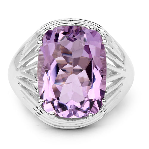 Bague en argent sterling avec améthyste véritable de 10,02 carats