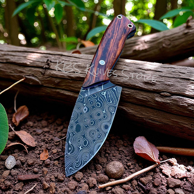 Premium Damascus Steel Skinning Knife – 8" Rosewood Grip - Korvel