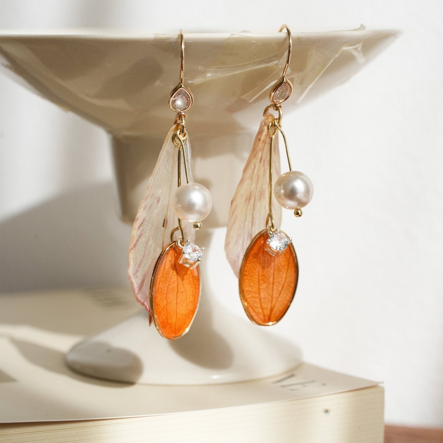 Real Alstroemeria Petal Earrings - Fairy Wings Floral Jewelry