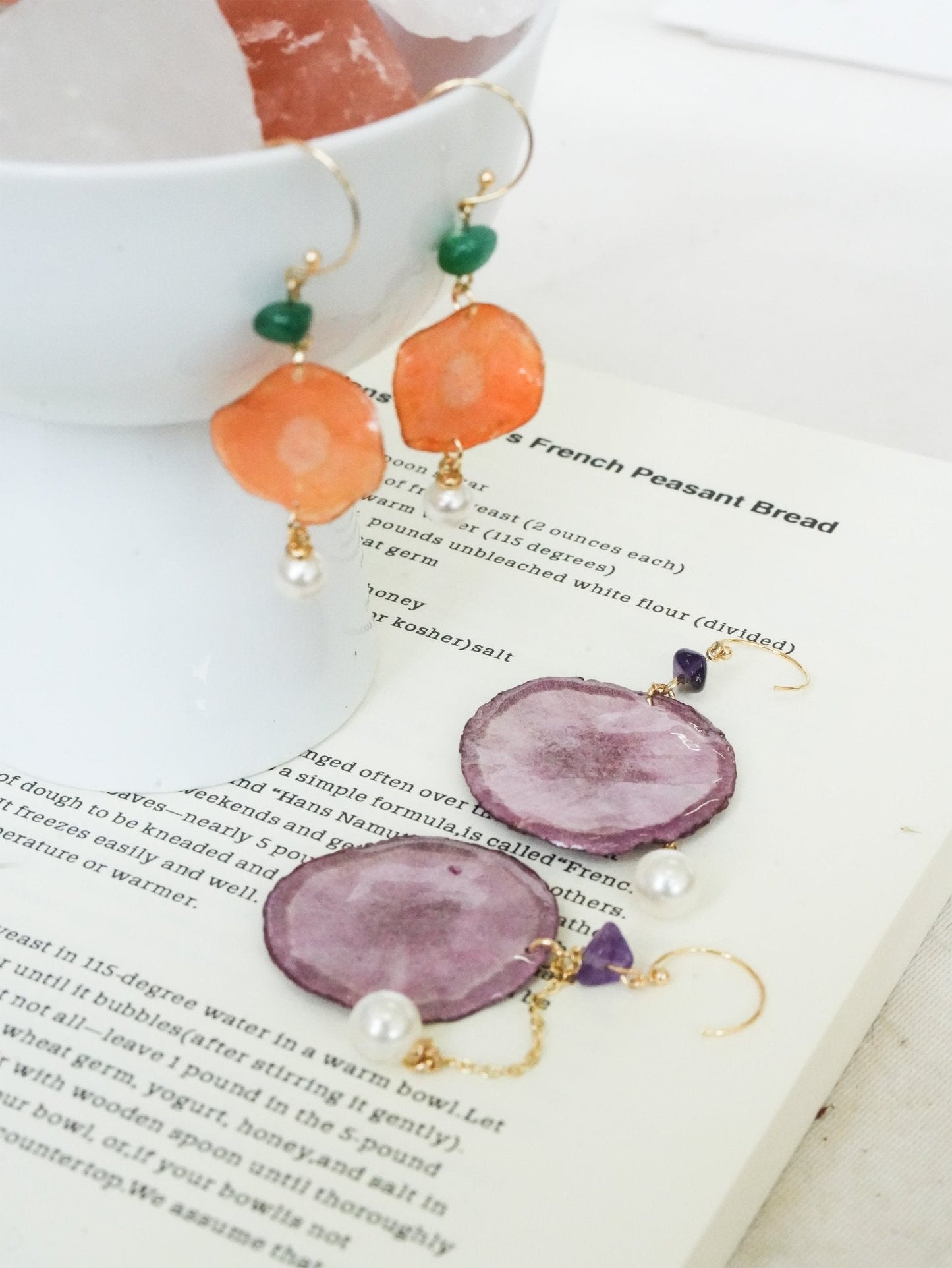 Harvest Gem Vegetable Slice Earrings - Carrot & Purple Sweet Potato