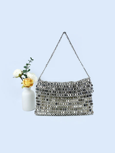 Elegant Silver Sequin Shoulder Bag for Women