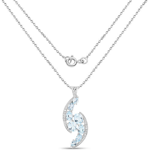 Pendentif en argent sterling avec topaze bleue et topaze blanche de 7,27 carats