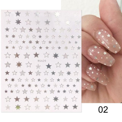 Rose Gold Star 3D Nail Art Stickers for DIY Manicures