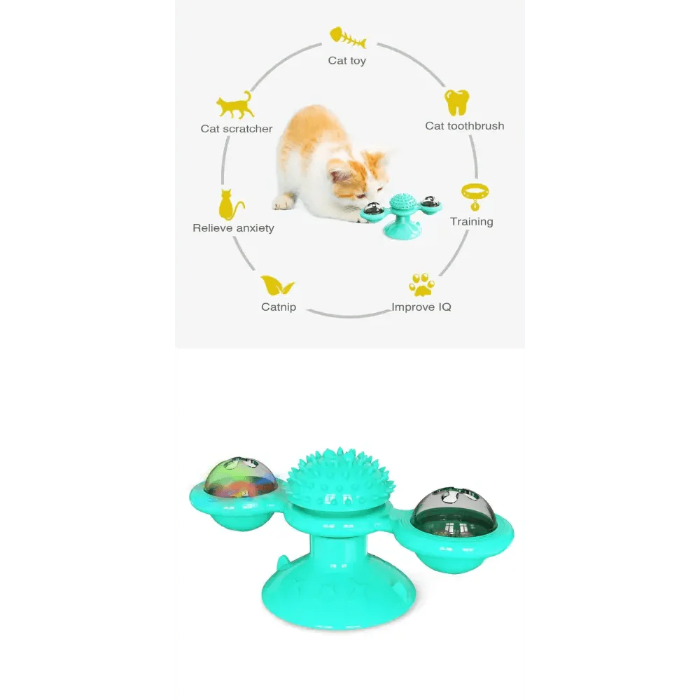 Jouet interactif pour chat en forme de moulin à vent avec balle LED