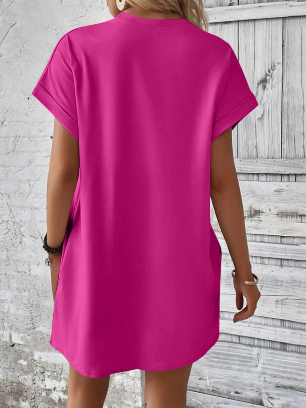 Elegant Round Neck Short Sleeve Mini Dress