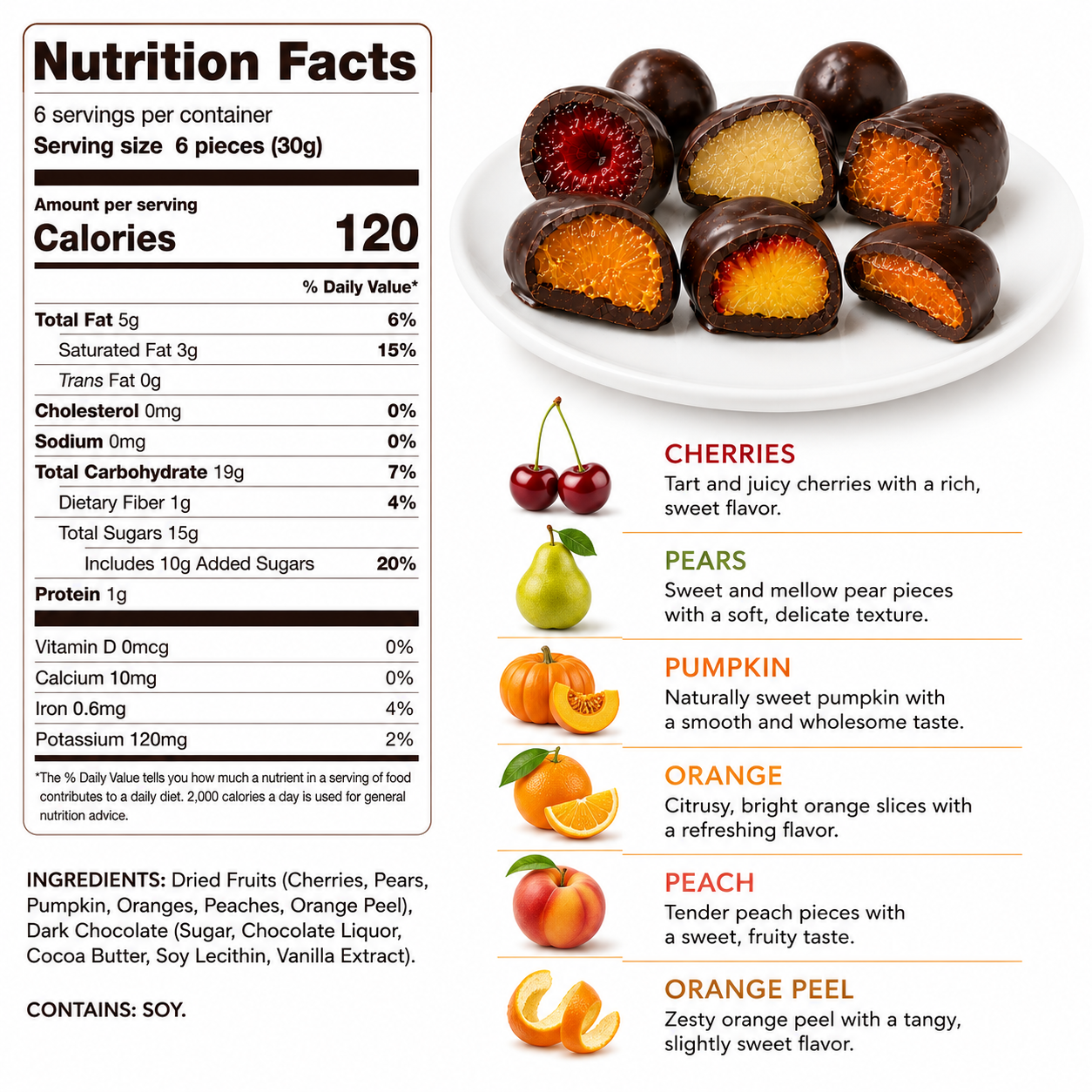 Caja de Regalo de Frutas Cubiertas de Chocolate ANDY ANAND - 20 Piezas