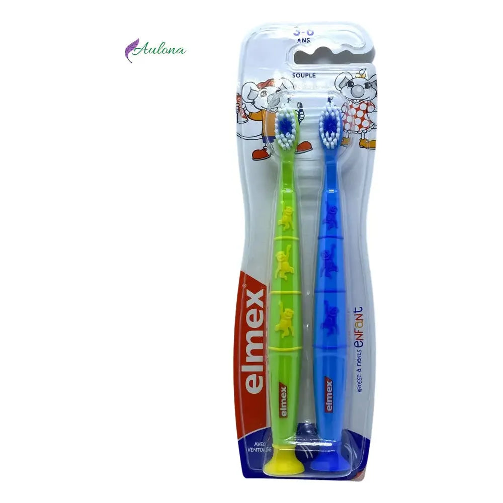 Elmex Green & Blue Flexible Toothbrush Duo Pack for Kids
