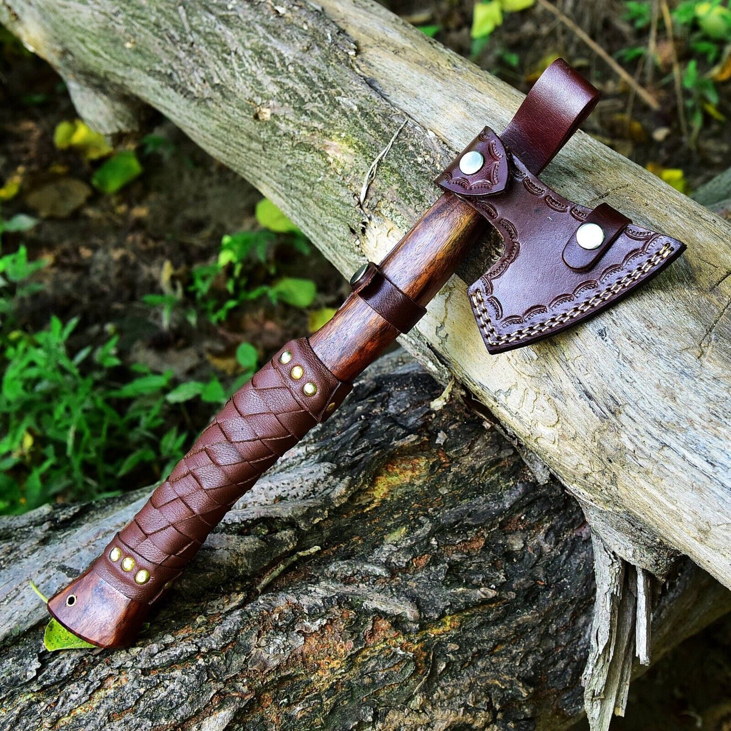 Artisan Crafted Viking Tomahawk Axe with Hand Engraving & Rosewood Handle by KBS Knives - Korvel