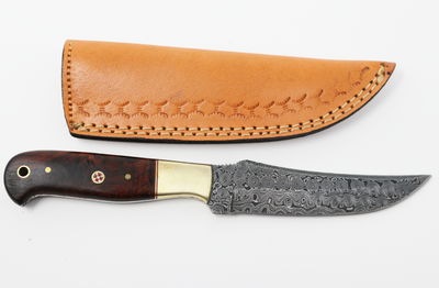 Artisan Crafted Damascus Steel Hunting Knife with Rosewood Handle - Korvel