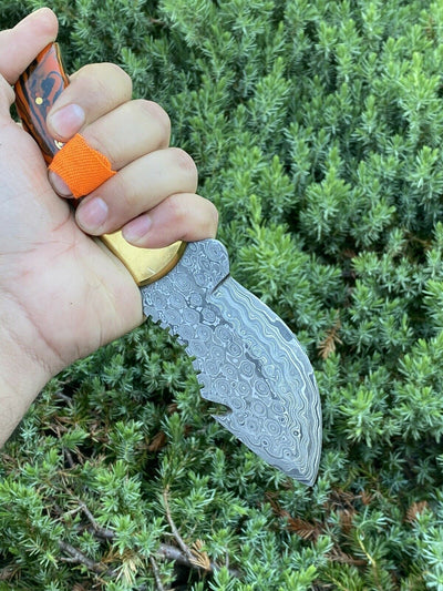 Premium Custom Damascus Steel Guthook Hunting Knife - Korvel