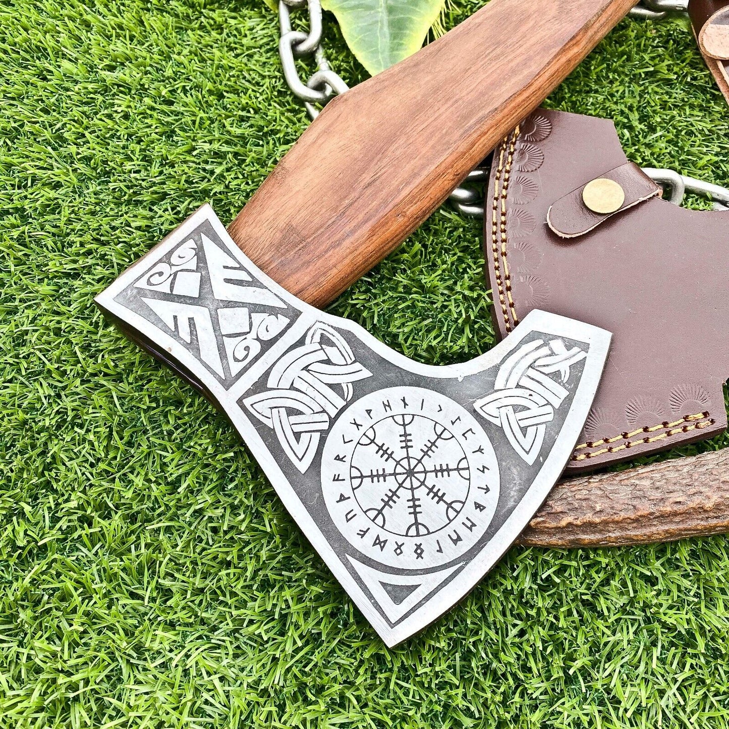Odin’s Fury Viking Battle Axe – Handcrafted 1095 Steel Blade with Elegant Rosewood Grip - Korvel