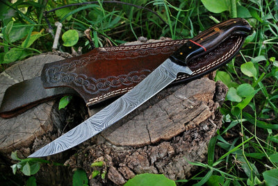 Premium Damascus Steel Fish Fillet Knife with Wenge Wood & Buffalo Horn Handle - Korvel