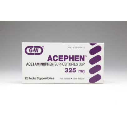 Suppositoires d'acétaminophène Acephen 325 mg - Soulagement de la douleur