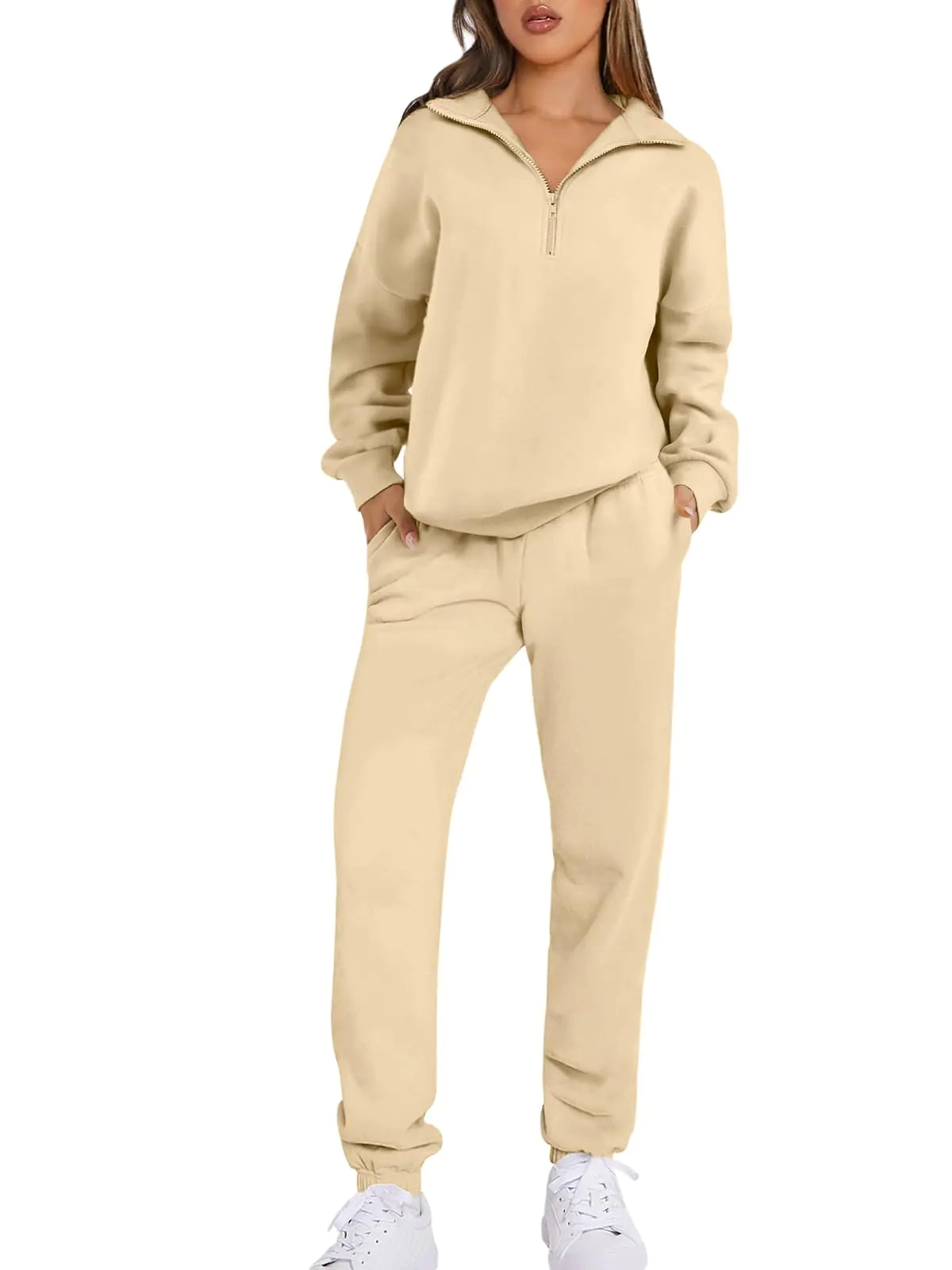 Conjunto de Ropa de Casa Oversized para Mujeres Prinbara - Caqui Oscuro