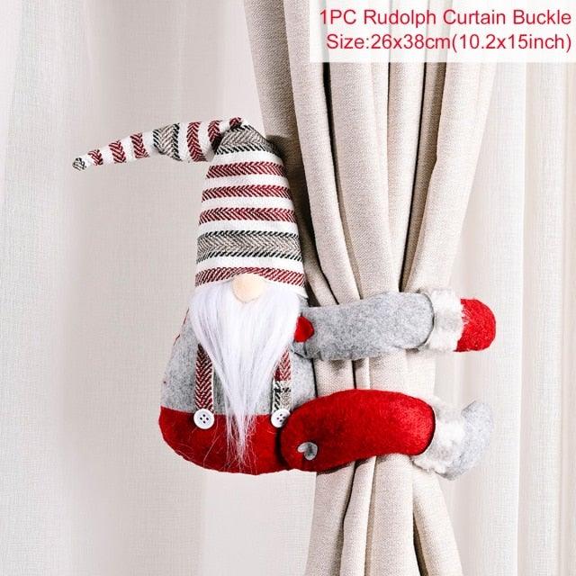 Santa Claus Elk Christmas Curtain Tieback Decor