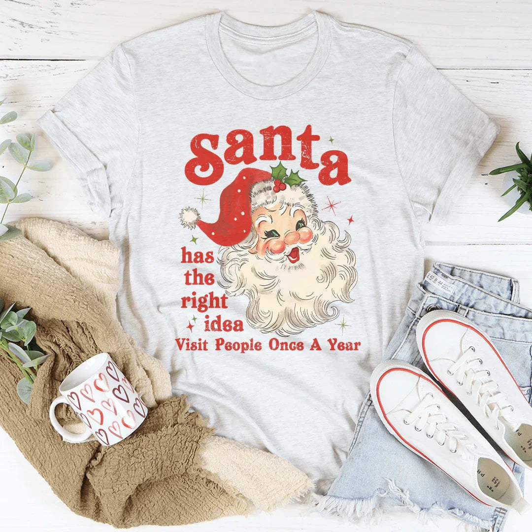 Camiseta de Papá Noel tiene la idea correcta: visita a la gente una vez al año