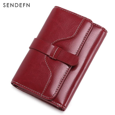 Sendefn Wallet-female Short Women's Hasp Women Purse Split Leather With Coin Pocket Mini - Korvel