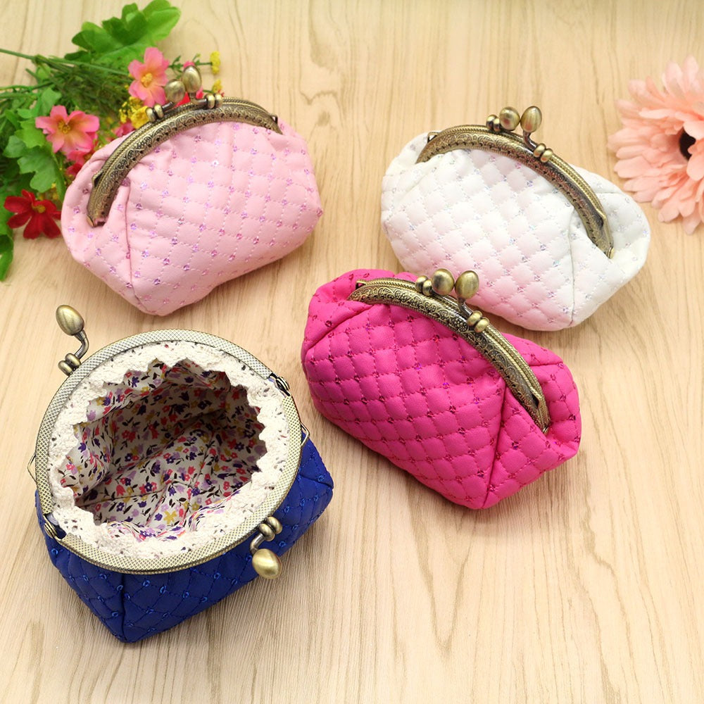 Sequin zero wallet, diamond grid coin bag, lipstick storage, small bag, mouth gold bag - Korvel