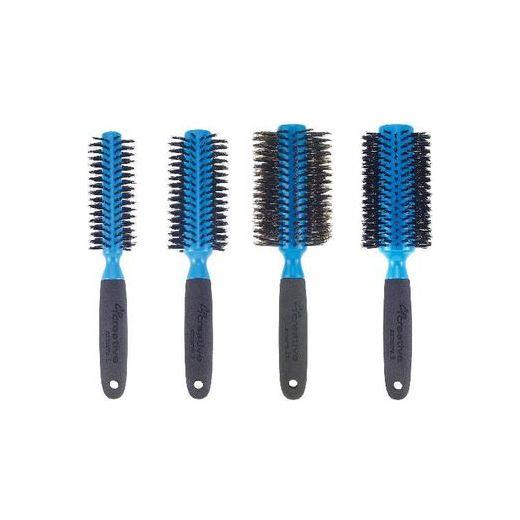 Brosse à cheveux ronde en poils de sanglier Azzurro en bois