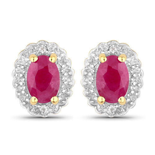 Ensemble de bijoux en rubis véritable de 1,94 carat et topaze blanche