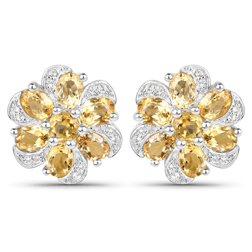 Conjunto de Joyería de Citrino de 7.92 Quilates y Topacio Blanco en Plata Esterlina