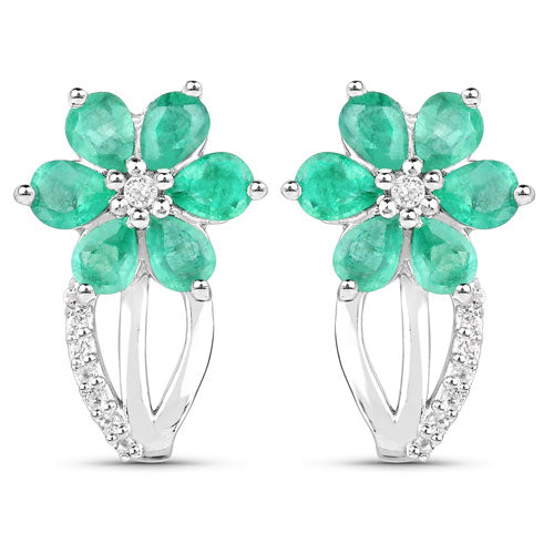 Ensemble de bijoux en émeraude véritable de 3,61 carats et topaze blanche