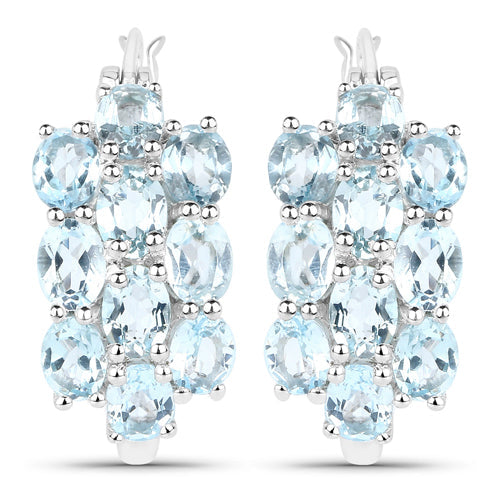 9.88 Carat Genuine Blue Topaz Sterling Silver Jewelry Set