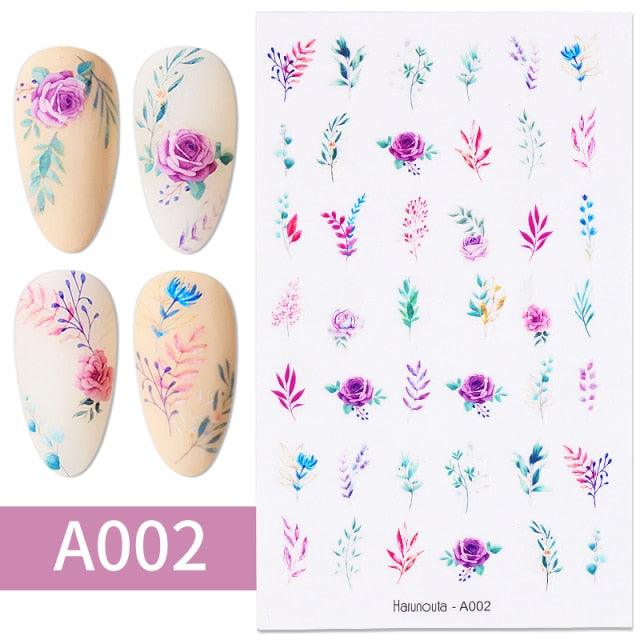 Elegantes Stickers de Uñas 3D - Diseños de Personajes y Flores