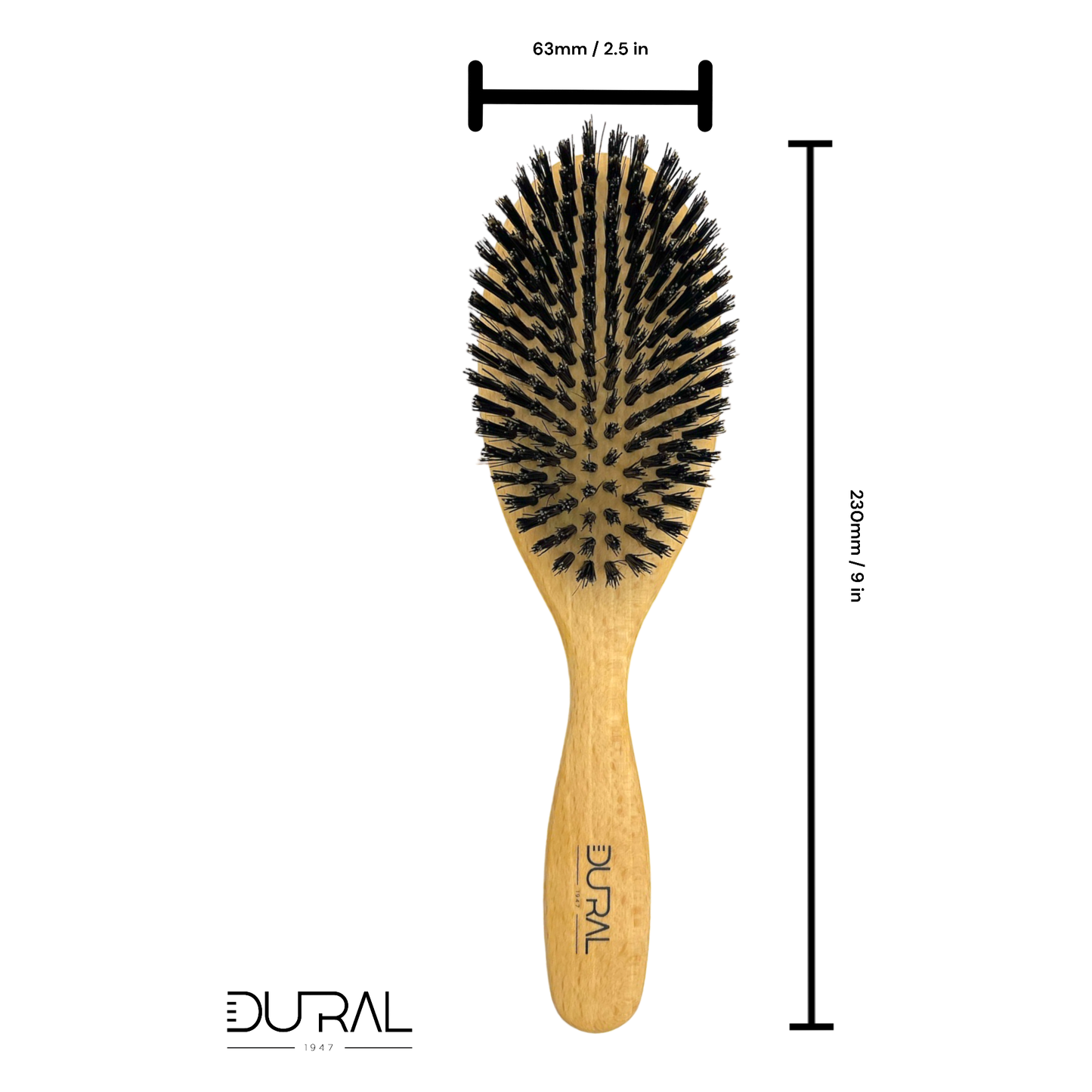 Brosse à cheveux en bois de hêtre Dural avec poils de sanglier pur - 10 rangées