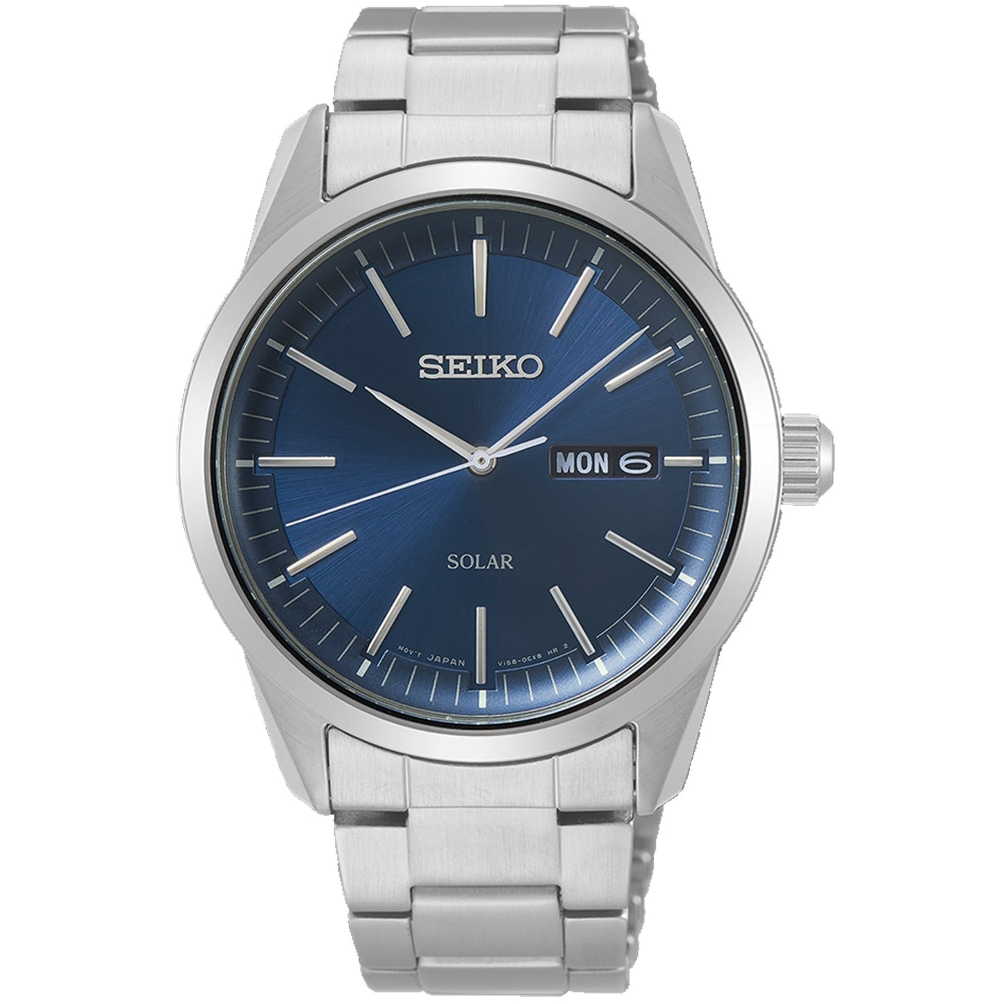Seiko Men's Solar Watch - Blue Dial, Stainless Steel