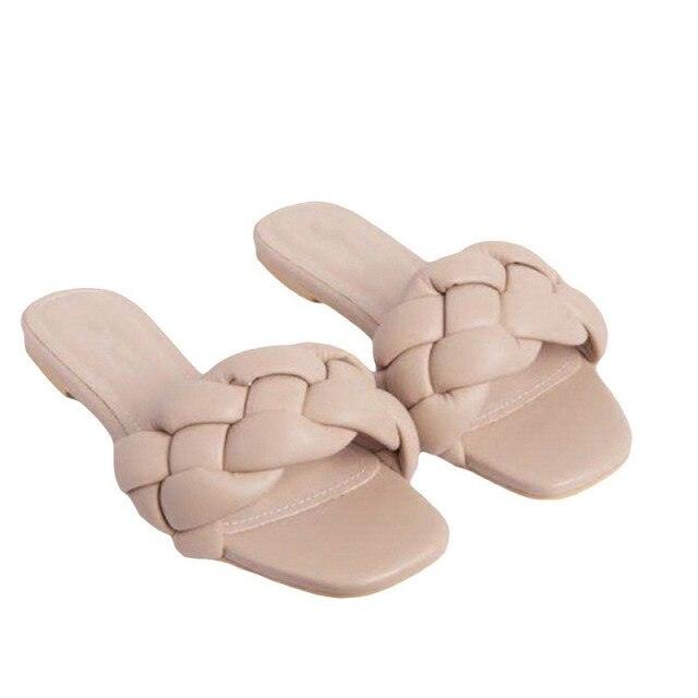 Sandalias Elegantes de Cuero Tejido Suave para Mujeres