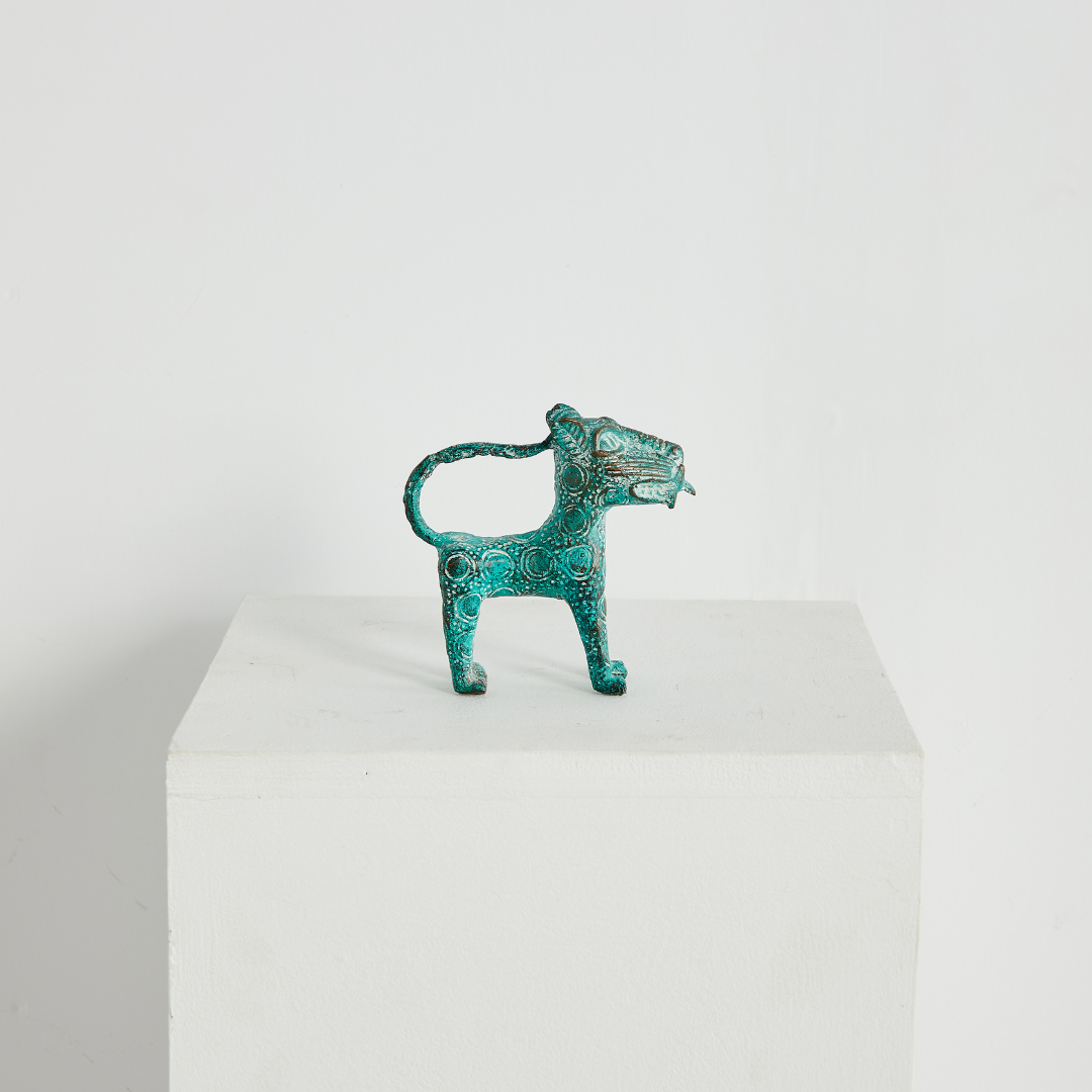 Figurita de Leopardo de Metal de Bronce Mini Benin